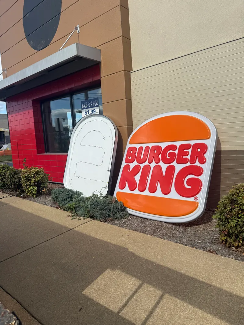 Burger King illuminated exterior logo at night