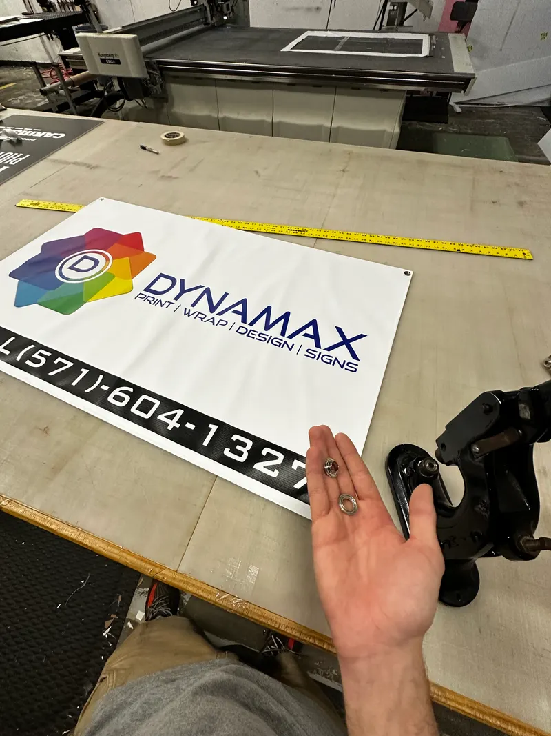 Dynamax shop floor — banner print and grommets