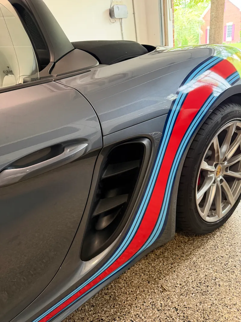 Porsche side with Martini Racing stripe livery