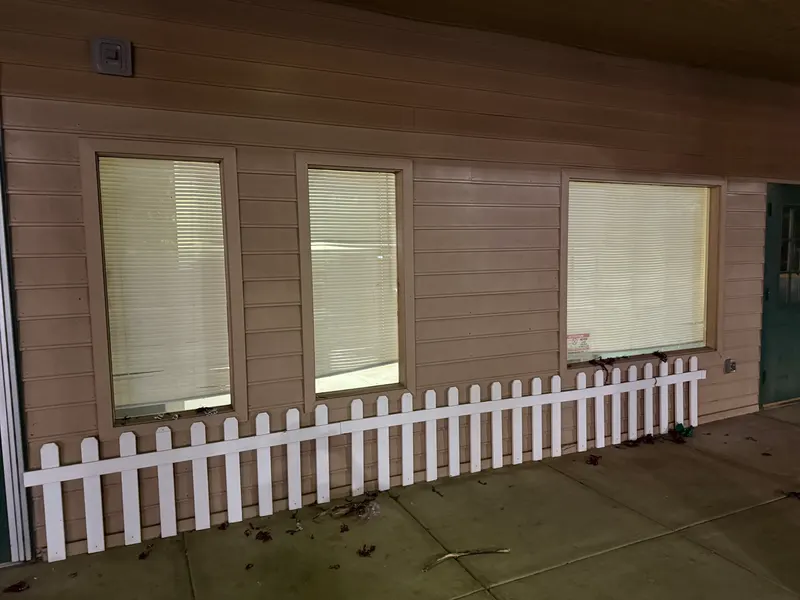 Street-level glazing before the window package is applied