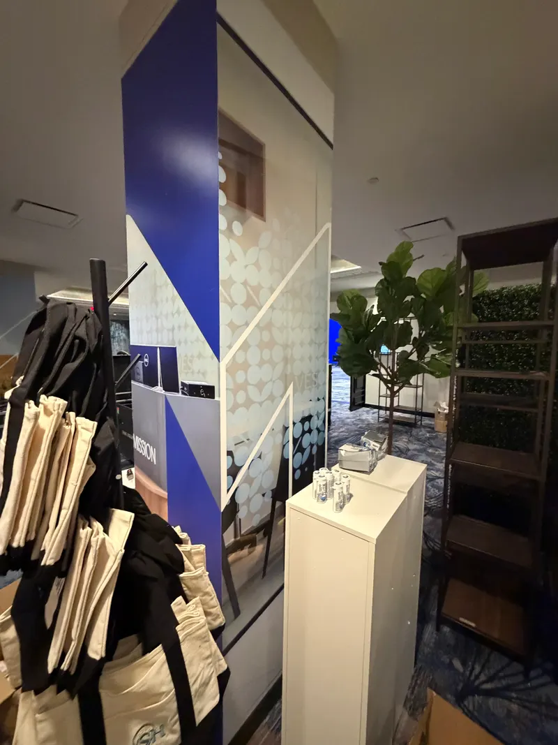 Finished interior pillar wrap at a brand activation